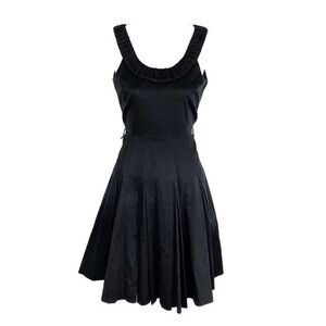 Calvin Klein black halter pleat flare dress
